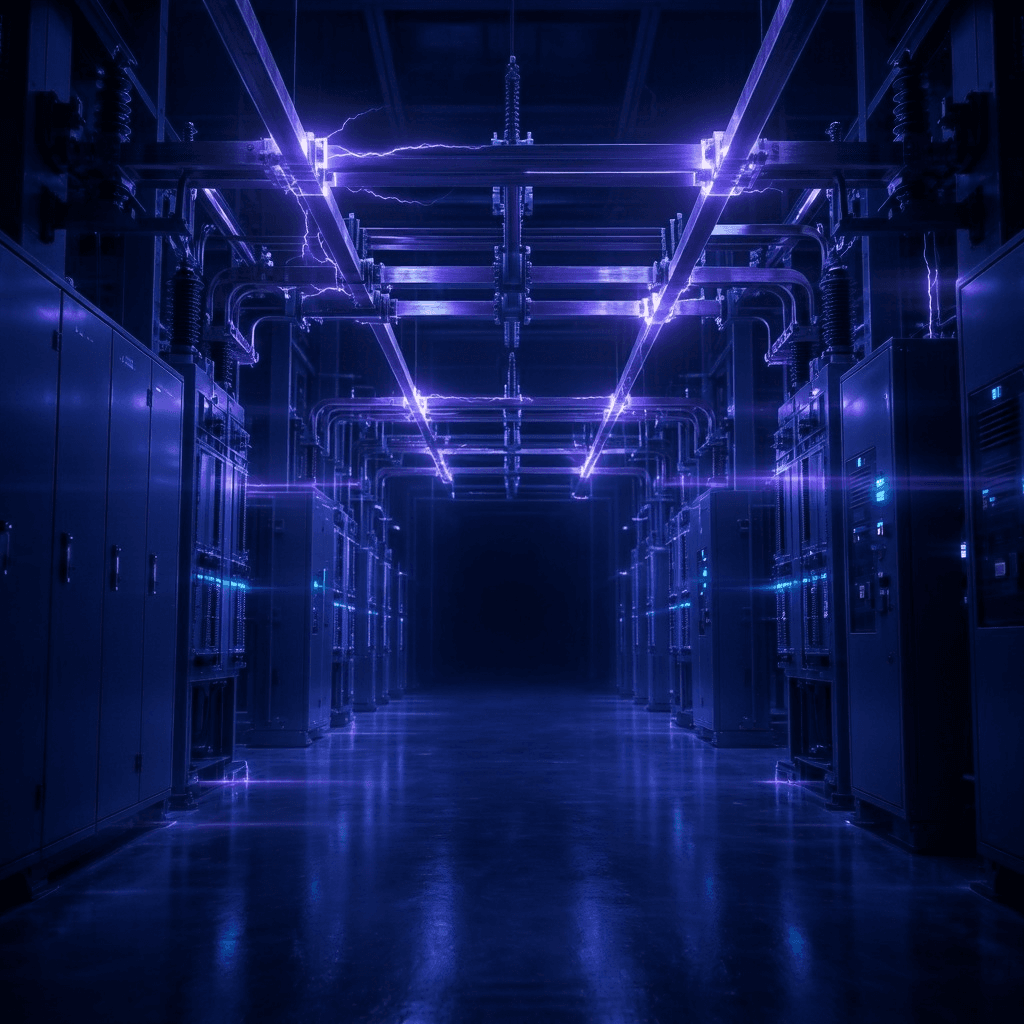 Electrical inspection, a high-voltage switchgear hall with a thermography overlay