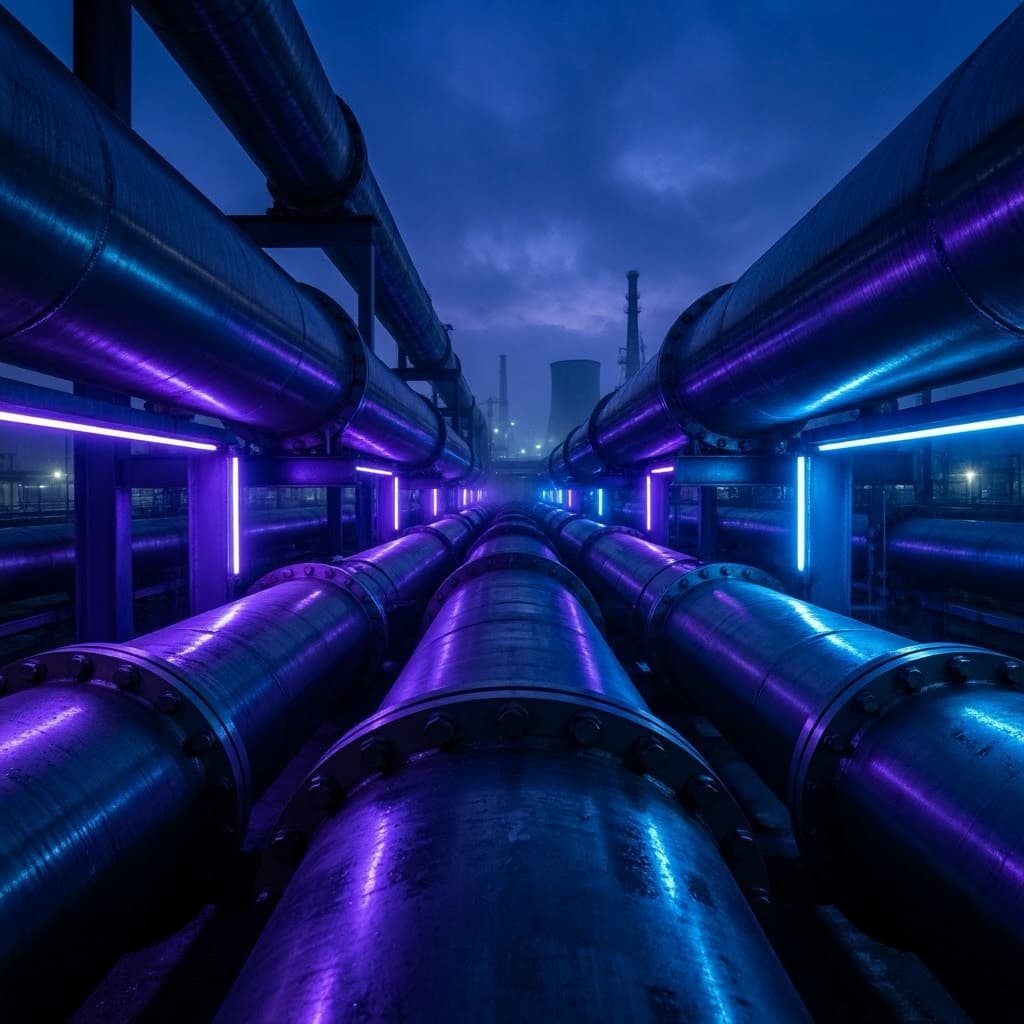 Excavated pipeline weld under inspection light